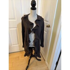 CHOCOLATE BROWN CASHMERE DUSTER C By Bloomingdale’s Size XL Longsleeved Sweater